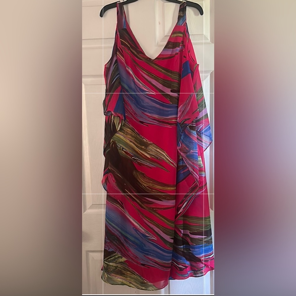 Catherines Asymmetrical Pink and Blue Dress